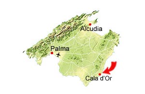 Cala Mitjana söder karta