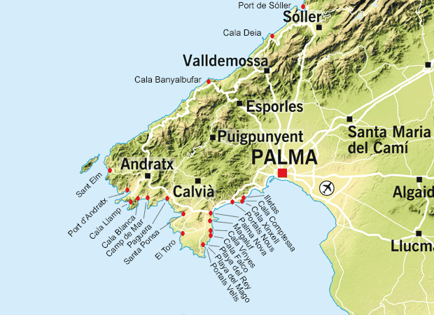Mallorca kort vest